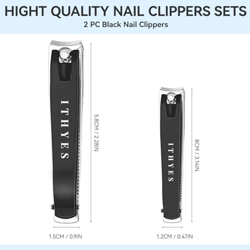 Ithyes Stainless Steel Nail Clipper Set for Thick Nails - 2 Pack