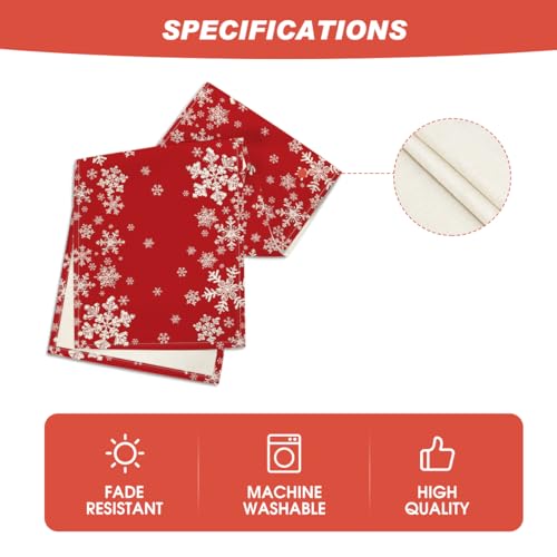 Snowflake Winter Table Runner 13x72 Inch Home Decor Party Tablecloth - Red