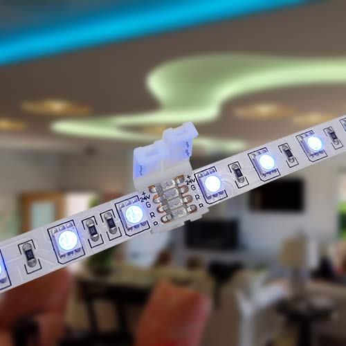 12 Pcs Solderless 4 Pin RGB LED Strip Connectors for 10mm 5050 Strips