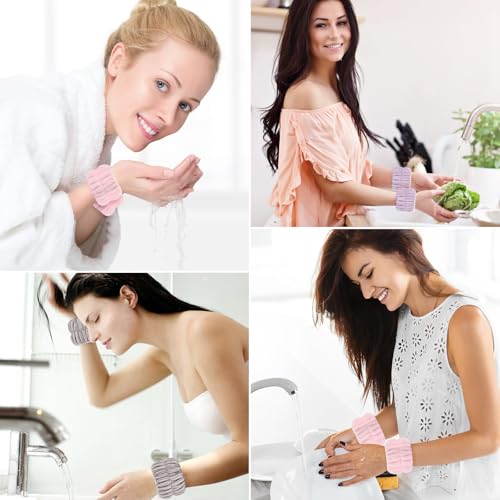 Wteehn 6 Pcs Absorbent Face Wash Wristbands for Skincare and Makeup