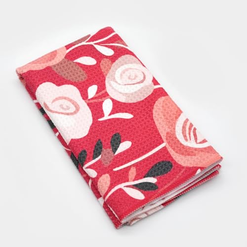 Eunzel Microfiber Kitchen Tea Towel, Quick Dry Dish Towel, 18" x 30" Rose