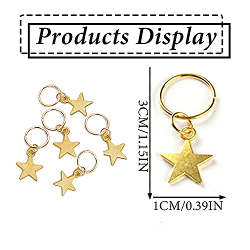 NAISKA 12PCS Gold Star Braid Clips & Hair Jewelry for Dreadlocks