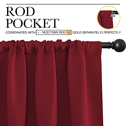 NICETOWN Burgundy Blackout Curtains - 42" x 36" Thermal Drapes, 2 Panels