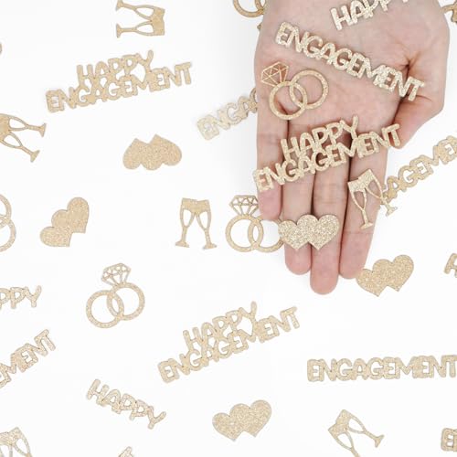 Gold Champagne Happy Engagement Confetti Decorations for Party & DIY Crafts