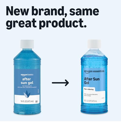 Amazon Essentials After Sun Gel with Aloe Vera, Lidocaine and Menthol, 16 oz
