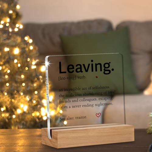 Leaving Definition Acrylic Sign - Going Away & Retirement Gift for Coworker