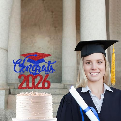 Congrats 2026 Graduation Cake Topper | High-Quality Party Decoration