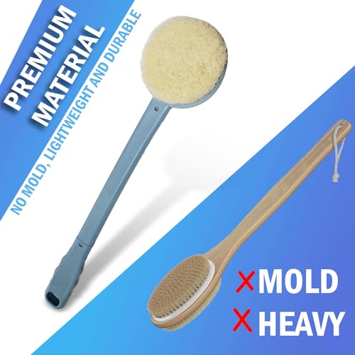 Long Handle Bath Body Brush and Exfoliating Shower Scrubber in Blue