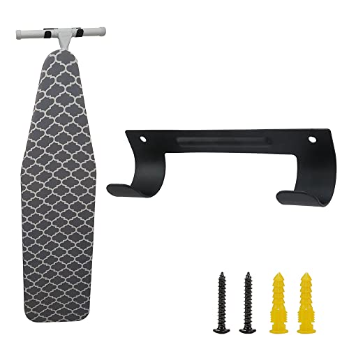 EXCLEN Black Wall Mount Ironing Board Hanger Organizer Laundry Room Storage