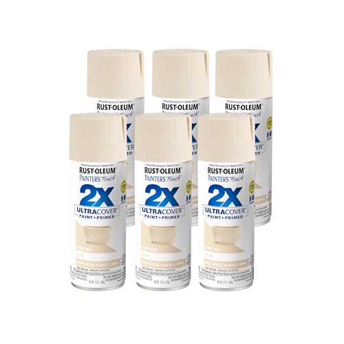 Rust-Oleum Painter's Touch 2X Ultra Cover Spray Paint, Satin Ivory, 6 Pack