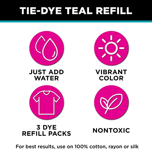 TULIP Teal One-Step Tie-Dye Kit Refill Packs for Fabric Dyeing, 3 Pack