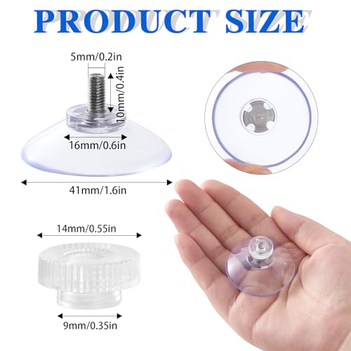41mm Clear Suction Cups - 6 Pack Extra Strong Adhesive Pads