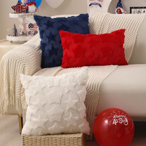 4th of July Pillow Covers Set of 2 - 18x18 inch Stars Design