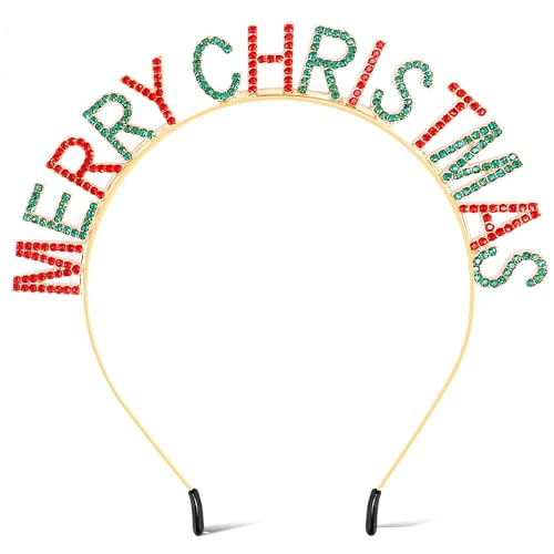 COCIDE Christmas Rhinestone Crystal Headband Holiday Hair Accessory