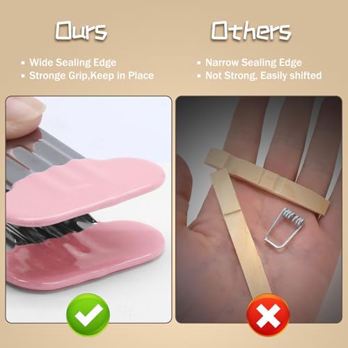 PHITUODA 12-Pack Pink Chip Bag Clips, 1.5-Inch Stainless Steel Food Clips