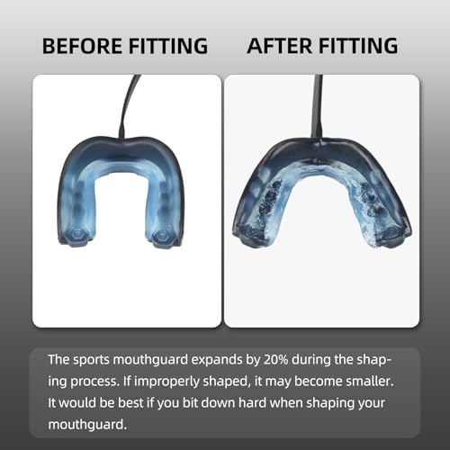 2-Pack Football Mouthguard with Straps and Case, Youth Sports Mouth Guard for Rugby, Hockey, Boxing, MMA, Basketball, Size S
