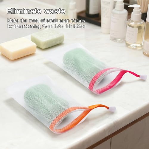 Fiwimtu 10PCS Exfoliating Soap Saver Bag - Mesh Soap Pouch with Drawstring