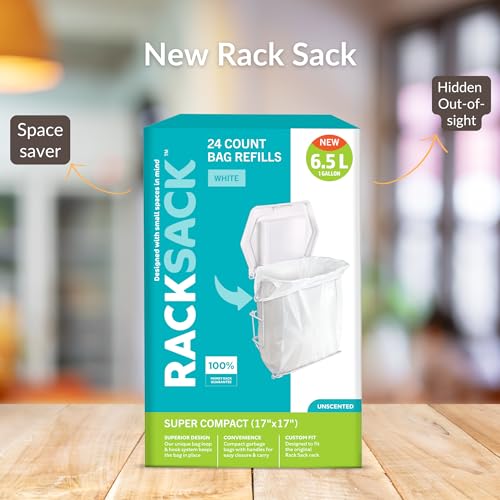 Rack Sack White Refill Trash Bags - 24 Pack for In-Cabinet Waste Management