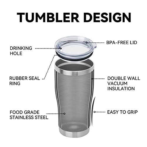 20oz Stainless Steel Insulated Travel Mug with Lid - Black, Pack of 12