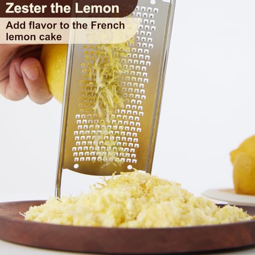 Stainless Steel Lemon Zester & Cheese Grater - Non-Slip Handheld Kitchen Tool