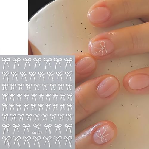 3D Bow Nail Stickers 8 Colors Self-Adhesive Cute Bowknot Decals