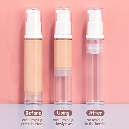 BlingKingdom 3 PCS Airless Pump Travel Foundation Bottles 10ml Refillable