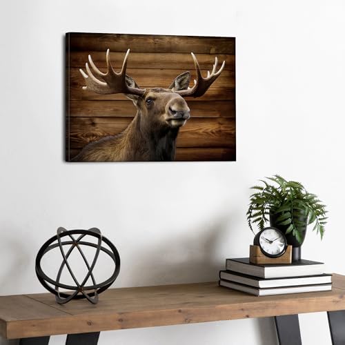 Moose Deer Wall Art Rustic Wildlife Animal Canvas Poster 12x16 Inch
