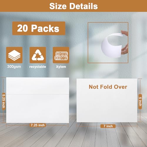 Silunkia 20 Packs White Blank Note Cards & Envelopes 5x7