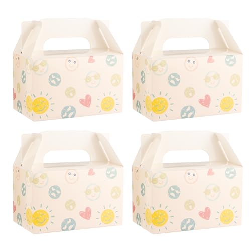 White Gable Favor Treat Boxes with Handle, 6.5x4x4 Inch, 10 Pack
