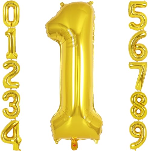 Gold Number 1 Balloon - 40 Inch Jumbo Foil for 1st Birthday Party