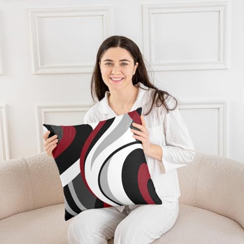 Modern Abstract Red Black White Pillow Covers - Set of 2, 16x16
