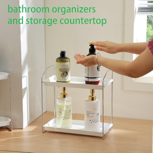 2-Tier Bathroom Counter Organizer - Sturdy Metal & ABS Makeup Storage