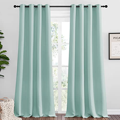 NICETOWN Aqua Blue Blackout Curtains - 55 x 108 Inches, 2 Panels