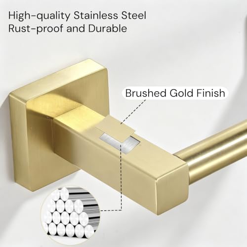 Brushed Gold Stainless Steel Toilet Paper Holder - Wall Mounted