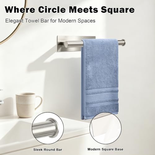 Livabber 9-Inch Self-Adhesive Hand Towel Holder, Brushed Nickel Stainless Steel