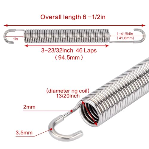 Stainless Steel Recliner Sofa Chair Replacement Spring (2 Pcs) - 6.5 Inch Long