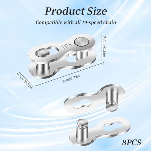 5 Pairs Bicycle Missing Link for 10 Speed Chain, Silver, Reusable Bike Chain Master Link for Road Mountain Racing Cycling