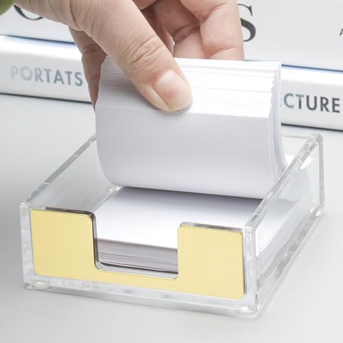 Gold Sticky Note Holder - Clear Acrylic Desk Organizer for 3x3 Notes