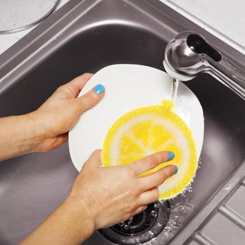 Minkissy 4-Pack Microfiber Lemon Dish Cloths - Super Absorbent Kitchen Scrubber