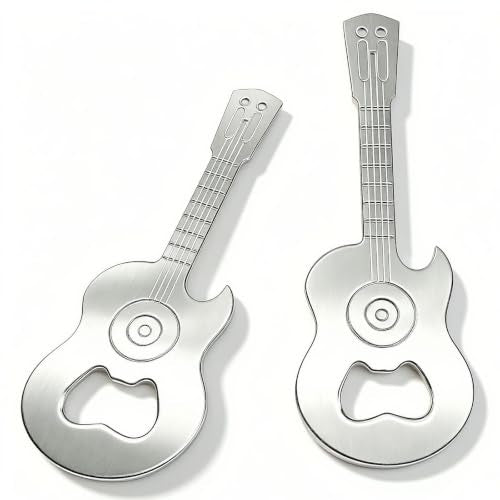 Guitar Shaped Stainless Steel Bottle Opener - 2 Pack Gift Set