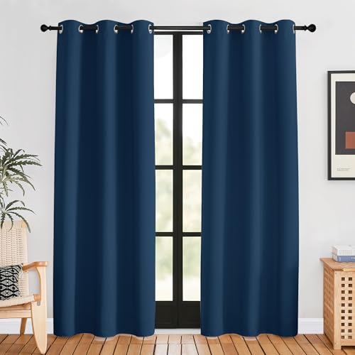 NICETOWN Blackout Curtains, Moroccan Blue, 42"W x 80"L, Set of 2