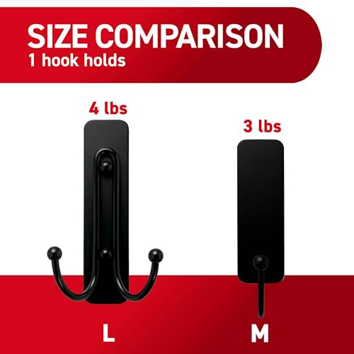 Command Medium Black Hooks - Damage-Free Heavy Duty Adhesive Hangers (2 Hooks, 4 Strips)