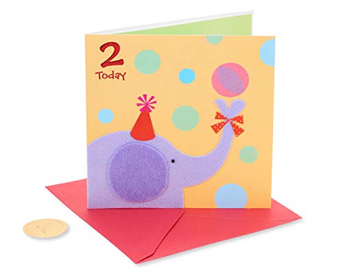 Papyrus 2nd Birthday Card Great Big Happy Birthday with Elephant & Gold Seal
