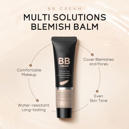 Easilydays Hydrating BB Cream Tinted Moisturizer, Full-Coverage Foundation & Concealer, Ivory