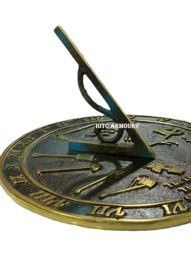 Garden Sundial 10 Inch Brass Decorative Outdoor Sun Clock for Garden & Yard