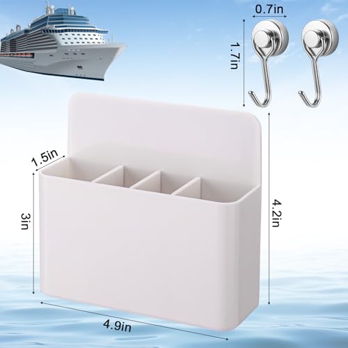 Palksky Magnetic Toothbrush Holder with 2 Hooks - 1 Pack Cruise Organizer