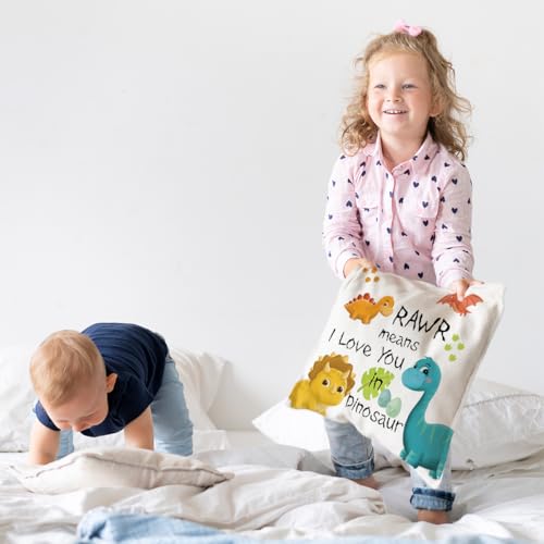 Dinosaur Couple Pillow Cover | 18x18 Flannel Cushion Case