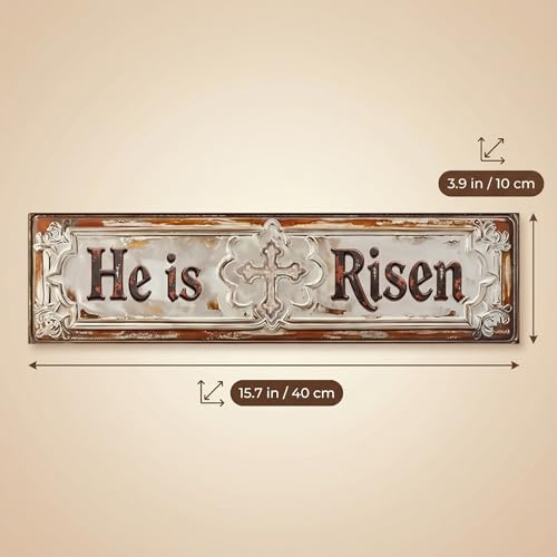 He Is Risen Easter Decor Sign - 4x16in Christian Plaque