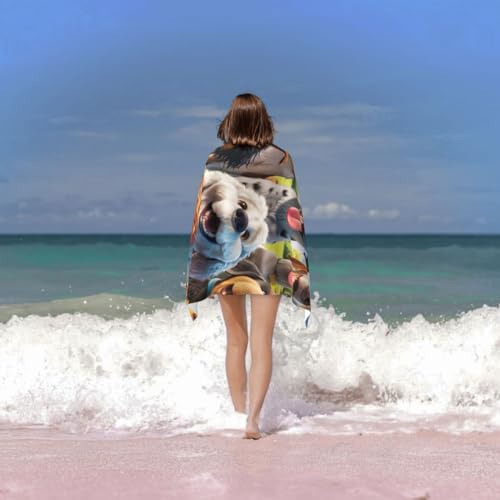 Funny Selfie Dogs Beach Towel, Lightweight Microfiber Pool Towel 52" x 32"