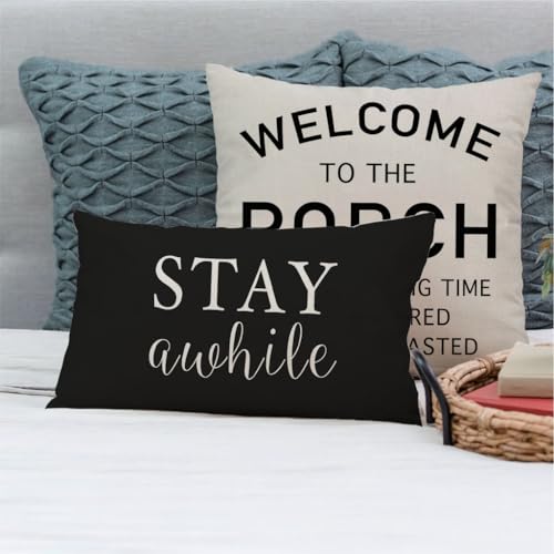 PANDICORN Waterproof Outdoor Throw Pillow Covers 12x20 Inch, Set of 2, Black